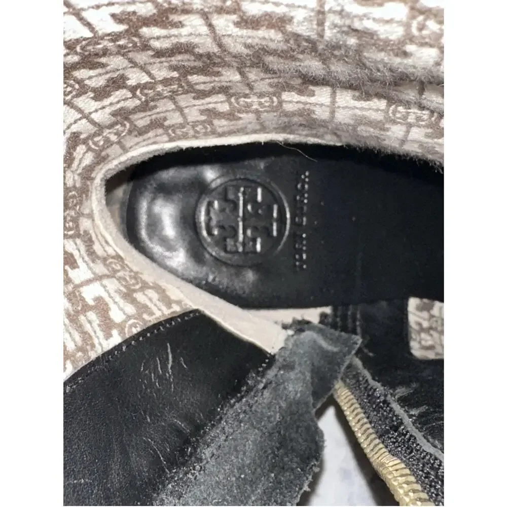 Tory Burch Donavan Riding Boots Black Leather Gold Logo Harness Knee High 7.5 - Picture 16 of 16
